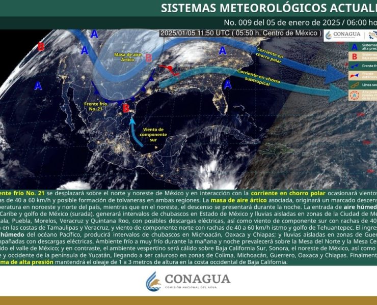 Frente frío No. 21 trae temperaturas extremas y lluvias dispersas a México