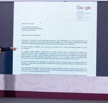 Sheinbaum denuncia a Google por renombrar el Golfo de México y advierte acciones legales